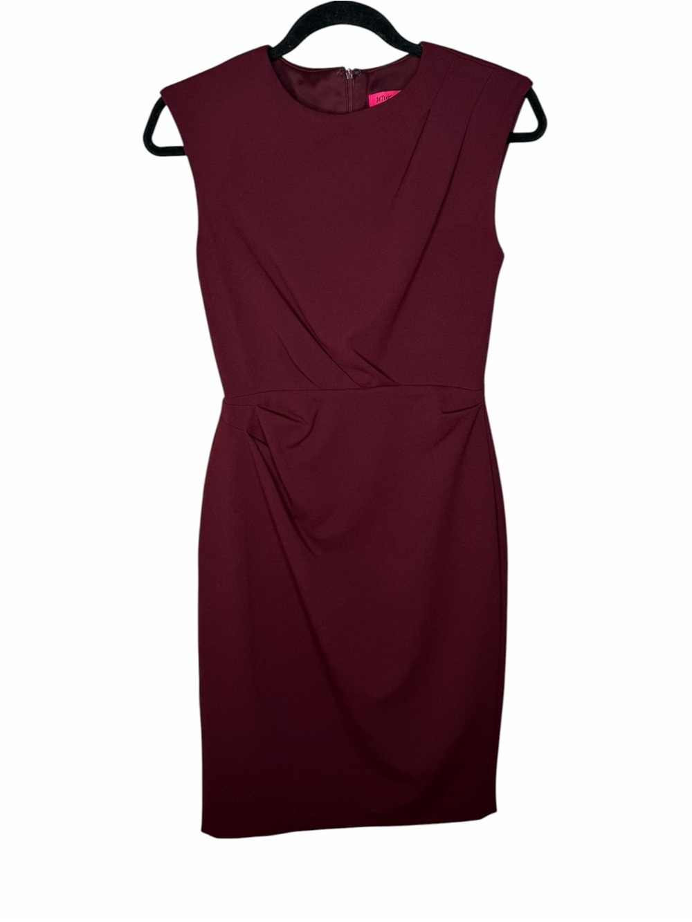BETSEY JOHNSON Burgundy Sleeveless Midi Sheath Dress Women's Size 2 Career Glam